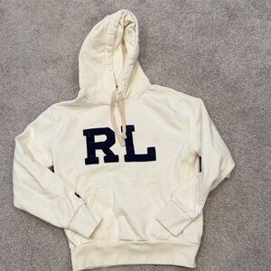 Ralph Lauren Cream Hoodie with Navy Logo